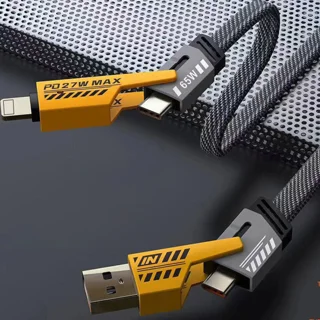 کابل تبدیل USB/USB-C به لایتنینگ/USB-C اچ تی ام مدل 4in1 طول 1.2 متر 101807947